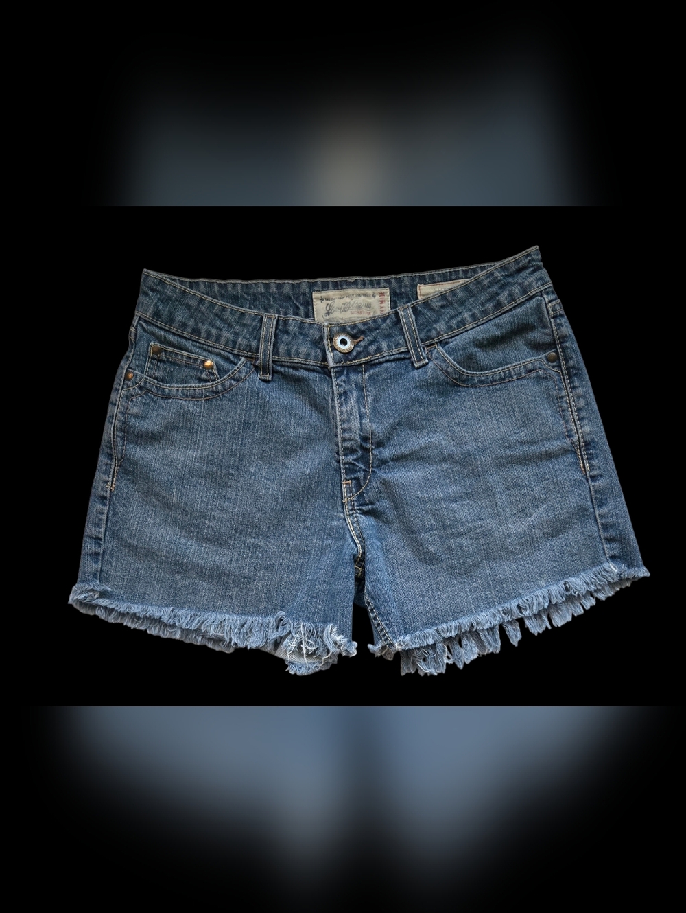 Signature by Levi Strauss Blue Frayed Hem Denim Shorts